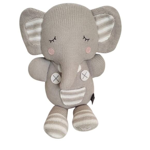 Theodore Elephant Living Textiles Grey Knit Plush - Picture 1 of 2